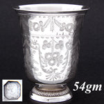 Rare Antique French 1819-1838 Sterling Silver Tulip Shape Mint Julep Cup, Tumbler or "Timbale"