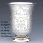 Rare Antique French 1819-1838 Sterling Silver Tulip Shape Mint Julep Cup, Tumbler or "Timbale"
