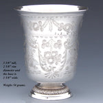 Rare Antique French 1819-1838 Sterling Silver Tulip Shape Mint Julep Cup, Tumbler or "Timbale"