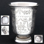 Rare Antique French 1819-1838 Sterling Silver Tulip Shape Mint Julep Cup, Tumbler or "Timbale"