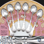 Antique Gorham Sterling Silver 6pc Teaspoon Set, Ornate Strasbourg Pattern