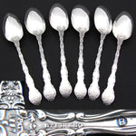 Antique Gorham Sterling Silver 6pc Teaspoon Set, Ornate Strasbourg Pattern