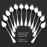 Antique French Louis XIV or Rococo Revival Style 12pc Teaspoon Set, Orig. Fitted Box