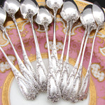 Antique French Louis XIV or Rococo Revival Style 12pc Teaspoon Set, Orig. Fitted Box