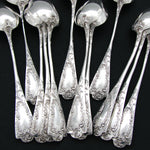 Antique French Louis XIV or Rococo Revival Style 12pc Teaspoon Set, Orig. Fitted Box
