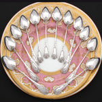 Antique French Louis XIV or Rococo Revival Style 12pc Teaspoon Set, Orig. Fitted Box