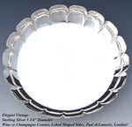 Vint. English Paul de Lamerie Marked Sterling Silver 5.25” Wine or Champagne Bottle Coaster, Lobed Shape Sides