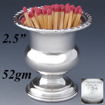 Elegant Vintage American Sterling Silver 2” Urn or Trophy Shaped Match or Toothpick Holder
