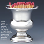Elegant Vintage American Sterling Silver 2” Urn or Trophy Shaped Match or Toothpick Holder