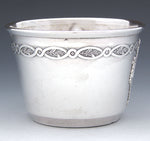 Antique French Louis XV Style Sterling Silver Coffee or Tea Cup, Seashell & Laurel Garland Accented Medallion