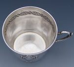 Antique French Louis XV Style Sterling Silver Coffee or Tea Cup, Seashell & Laurel Garland Accented Medallion