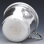 Antique French Louis XV Style Sterling Silver Coffee or Tea Cup, Seashell & Laurel Garland Accented Medallion
