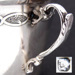 Antique French Louis XV Style Sterling Silver Coffee or Tea Cup, Seashell & Laurel Garland Accented Medallion