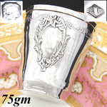 Antique French Sterling Silver Mint Julep, Wine Cup, Tumbler or “Timbale”, Ornate Bas Relief