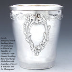 Antique French Sterling Silver Mint Julep, Wine Cup, Tumbler or “Timbale”, Ornate Bas Relief