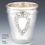Antique French Sterling Silver Mint Julep, Wine Cup, Tumbler or “Timbale”, Ornate Bas Relief