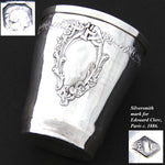 Antique French Sterling Silver Mint Julep, Wine Cup, Tumbler or “Timbale”, Ornate Bas Relief
