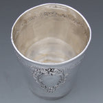Antique French Sterling Silver Mint Julep, Wine Cup, Tumbler or “Timbale”, Ornate Bas Relief