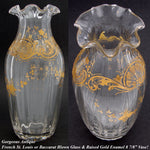 Gorgeous Antique French St Louis or Baccarat or Moser 9" Vase, Rococo Raised Gold Enamel