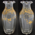 Gorgeous Antique French St Louis or Baccarat or Moser 9" Vase, Rococo Raised Gold Enamel