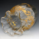 Gorgeous Antique French St Louis or Baccarat or Moser 9" Vase, Rococo Raised Gold Enamel