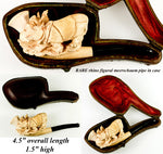 Rare Antique Figural Carved Meerschaum Pipe or Cheroot Holder in Orig. Case: a RHINO