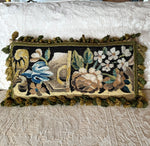 Antique 18th Century Flemish Verdure Tapestry Border Fragment Made into 20.5" Throw Pillow, Lumbar