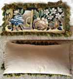 Antique 18th Century Flemish Verdure Tapestry Border Fragment Made into 20.5" Throw Pillow, Lumbar