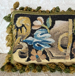 Antique 18th Century Flemish Verdure Tapestry Border Fragment Made into 20.5" Throw Pillow, Lumbar