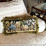 Antique 18th Century Flemish Verdure Tapestry Border Fragment Made into 20.5" Throw Pillow, Lumbar