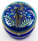 RARE Antique Likely Moser 5" Bonbon or Powder Jar, Hand Painted and with Glass Salamander
