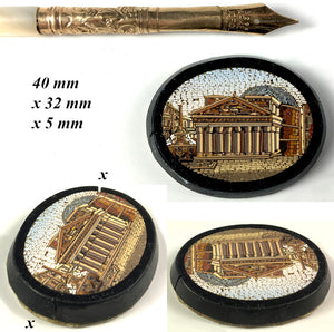 Antique 19th Century Italian Micro Mosaic Unmounted Plaque with Pantheon, Grand Tour Souvenir