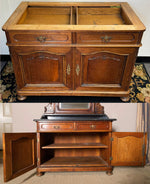 Stunning 7'3" Tall Antique French Walnut Dresser, Dry Sink and Mirror Cabinet in Excellent Condition