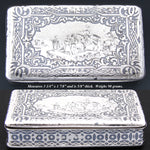Antique French Hallmarked Sterling Silver Niello Snuff Box, Figural Pastoral Inlay with Horse