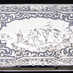 Antique French Hallmarked Sterling Silver Niello Snuff Box, Figural Pastoral Inlay with Horse