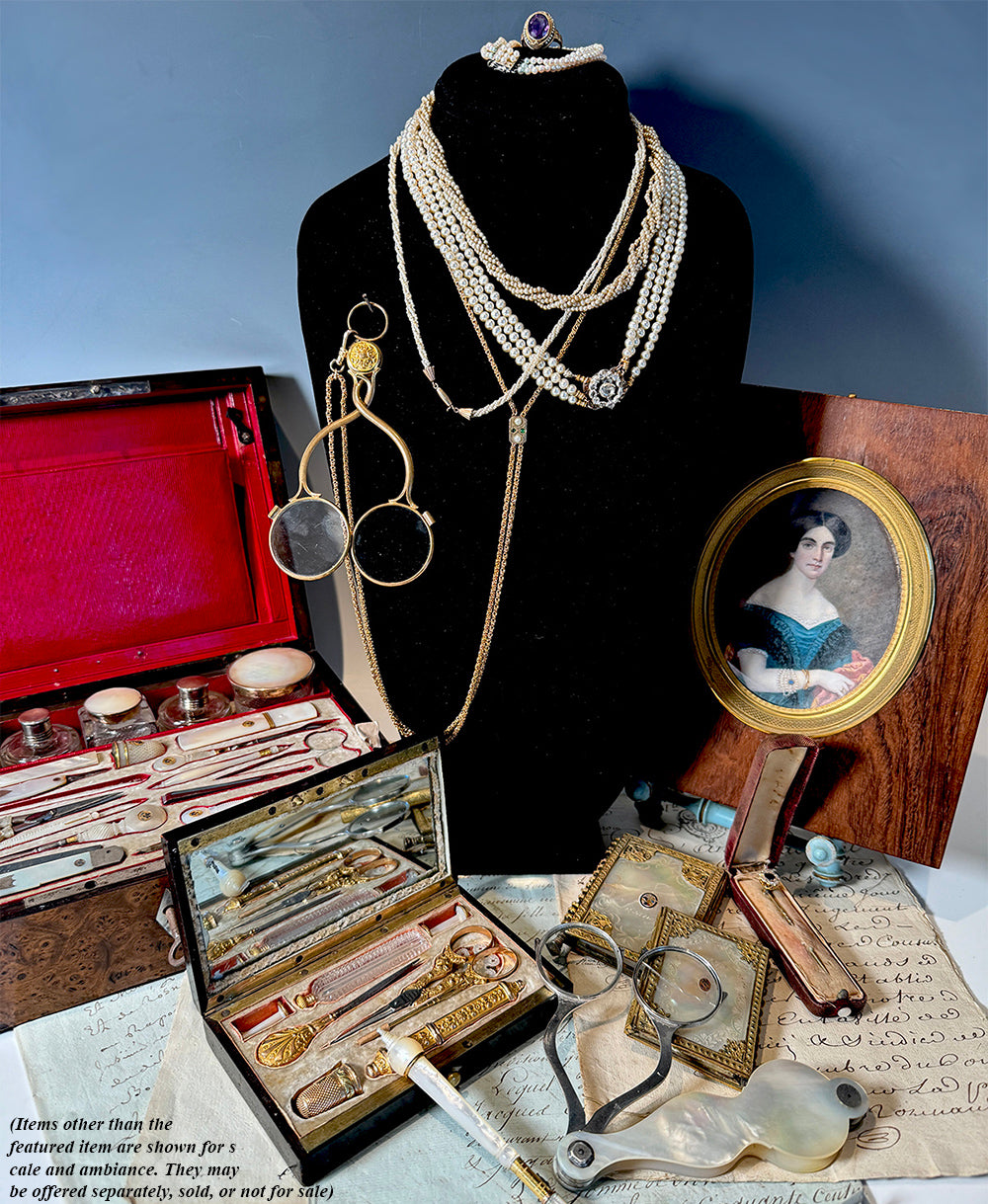 Antique Mine Cut 5mm Sapphire and Diamonds 14k Stick Pin, Brooch in Original Presentation Box