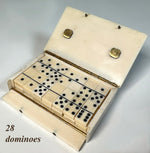 Rare Antique French Museum Quality Domino Set, Ivory in IvoryBox, Mounted with Portrait Miniature, c.1790-1815