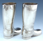 Charming Vintage English Silver Plate 1oz Shot Glass Pair, Heavy Riding or Cowboy Boots