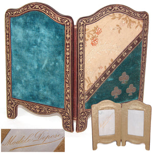 Antique French Gilt Embossed Leather Folding Picture Frame, Doll Size – Antiques & Uncommon Treasure Antique French Gilt Embossed Leather Folding Picture Frame, Doll Size – Antiques & Uncommon Treasure