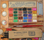 Antique French J.M. Paillard Watercolor Artist's Box, Set with Original Contents