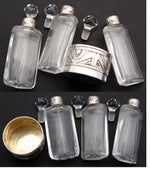 Antique Continental .800 Silver Triple Scent Caddy, 3 Perfume Bottles, Art Deco Style