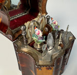 RARE Museum 18th Century French Travel Vanity Necessaire, Tortoise Shell Pique 11 Tools, Scent Caddy Sevres Stoppers
