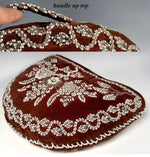 Antique English Victorian to Edwardian Tea Cozy, Embroidery in Glass Beads and Pearls