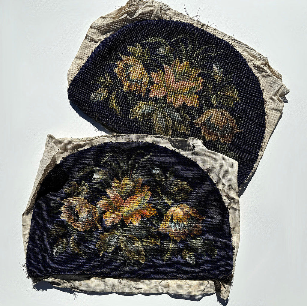 Fabulous Large Pair of Victorian Beadwork Panels Made for Tea Cozy, Perfect to Make into Pillows