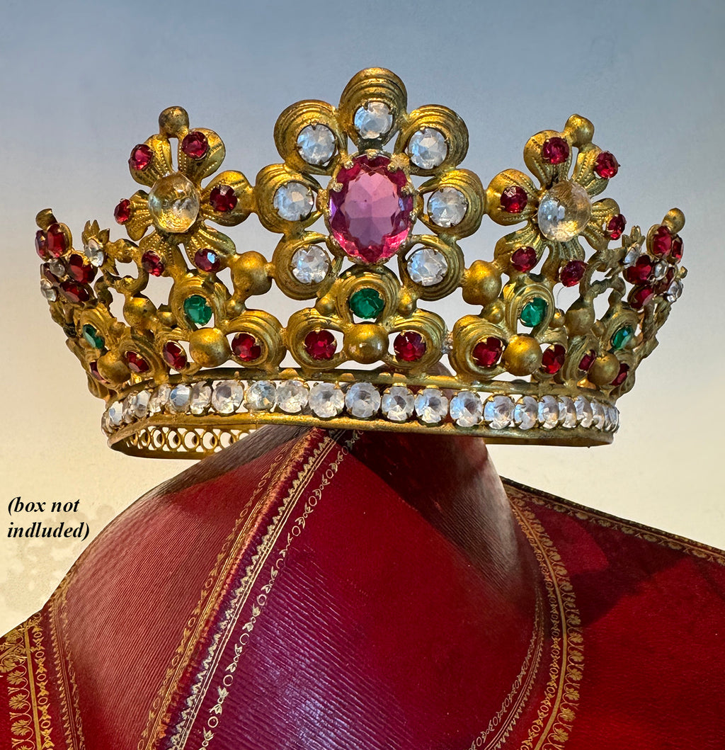 Lovely Antique French Paste Jeweled Canonical Coronation Crown, Tiara or Diadem Religious Processional