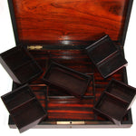 Antique French Napoleon III Gaming or Card Playing Box, c.1890, Mother of Pearl Chips or Tokens