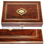 Antique French Napoleon III 10.5" Jewelry or Specimen Box, Rosewood with Boulle Style Inlay