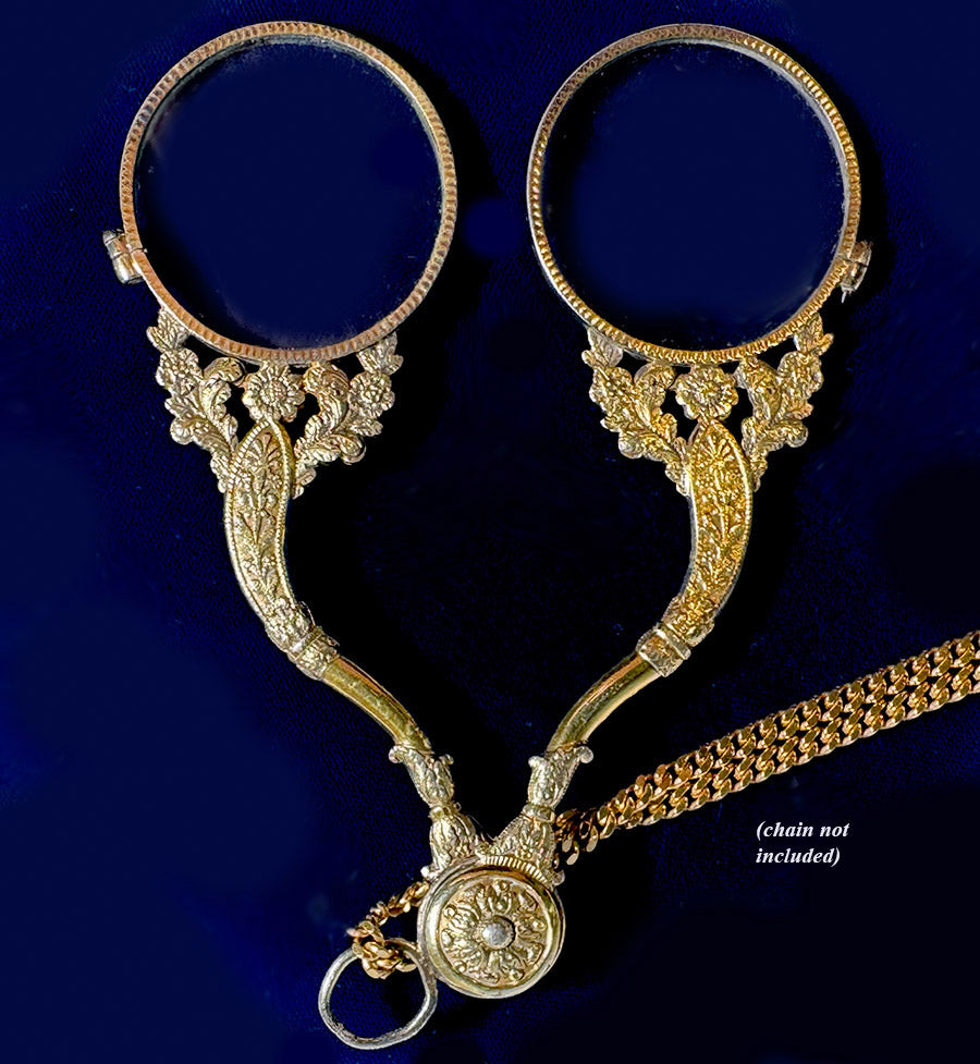 RARE Antique 18th Century Hinged Double Lorgnette Opera Glass Pendant French Gold Ormolu