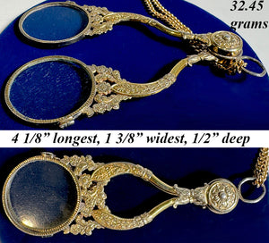 RARE Antique 18th Century Hinged Double Lorgnette Opera Glass Pendant French Gold Ormolu