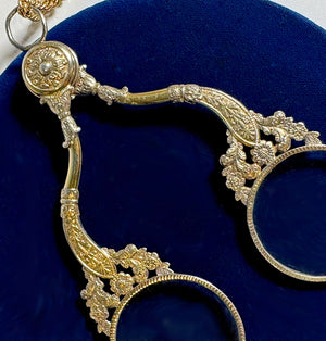 RARE Antique 18th Century Hinged Double Lorgnette Opera Glass Pendant French Gold Ormolu